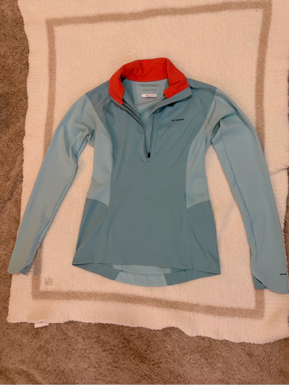 Columbia Women's Light Blue Half-Zip Jacket with Coral Collar